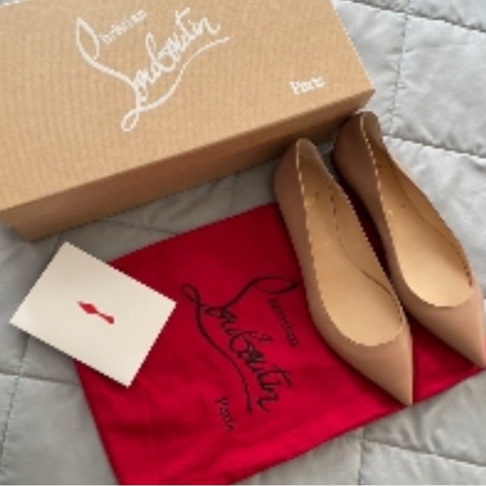 Authentic Christian Louboutin Beige Pointed Flats